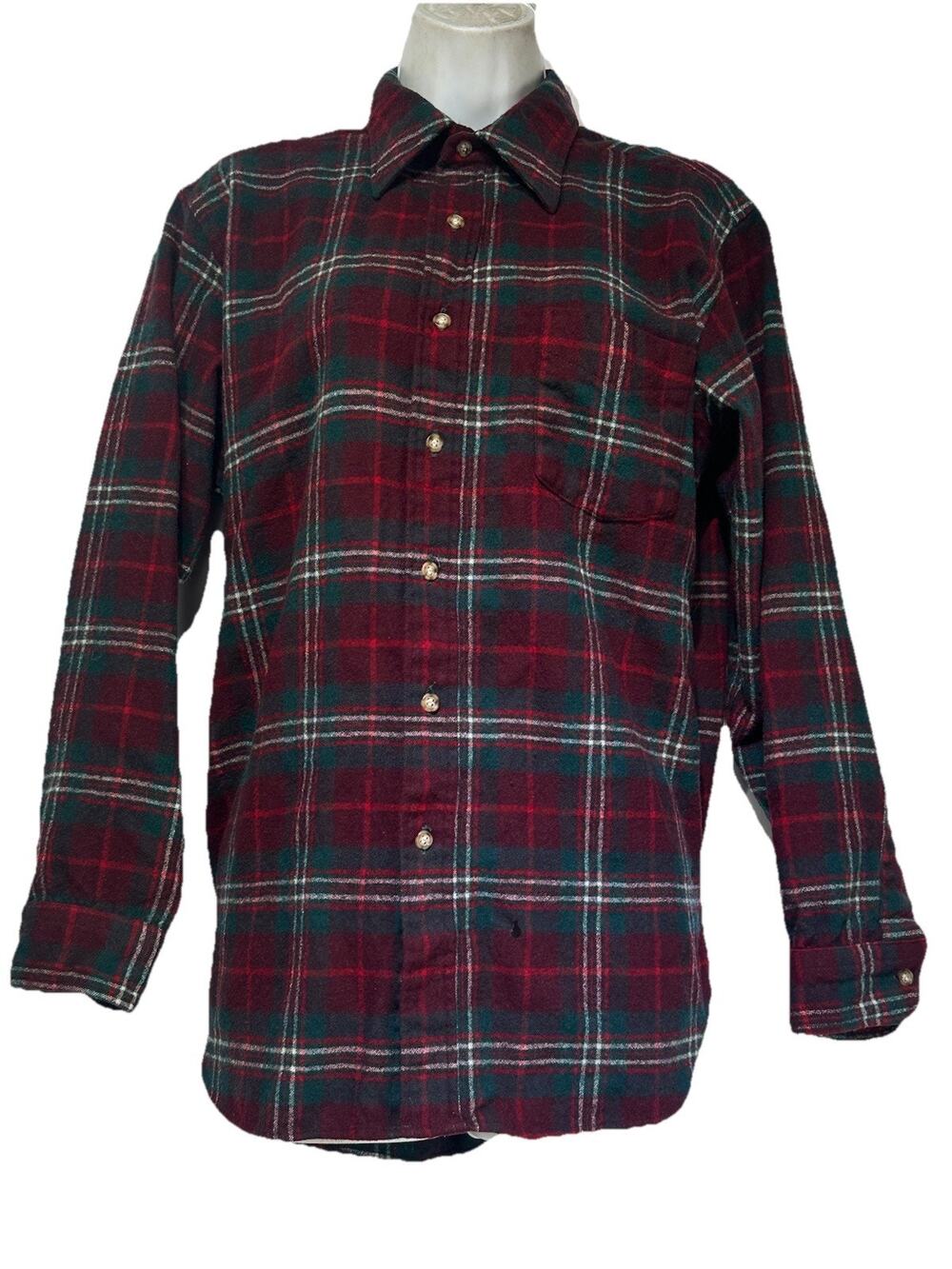 Pendleton Virgin Wool Plaid Scott Hunting Tartan Flannel Shirt Jacket USA Hole